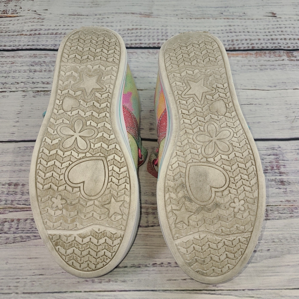 Baby Girl Skechers Crystal Stars Size:1 No Tie Sneakers Robyn Pink Blue Flaw - Picture 4 of 7